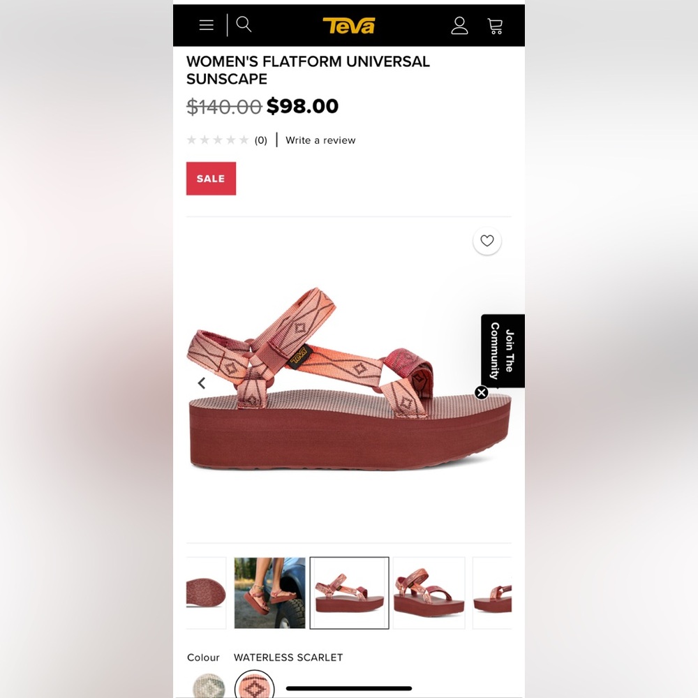 NWT Teva Flatform Universal Sunscape Sandals in Red